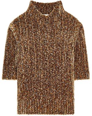 Dries Van Noten ハイネック ショートスリーブセーター - ブラウン