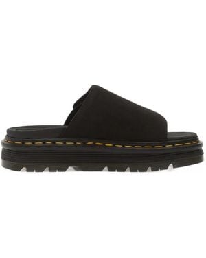 Dr. Martens Zebzag Touch-Strap Contrast-Stitch Slides - Black