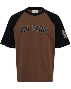 Ami Paris Crew-Neck T-Shirt - Brown