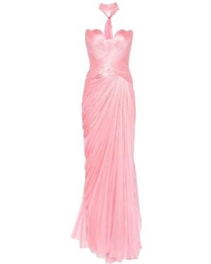 IRIS SERBAN Luna Sweetheart-Neck Metallic Maxi Dress - Pink