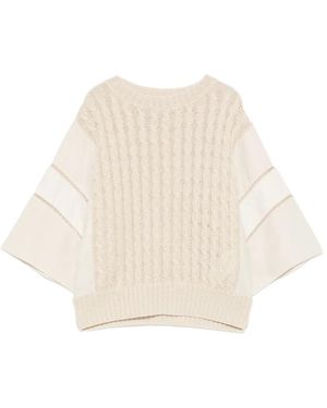 Max Mara Cable-knit panelled sweater - Weiß
