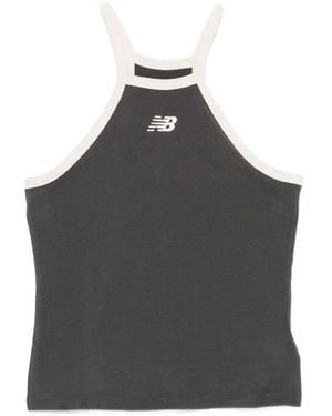 New Balance Logo-Embroidered Racerback Tank Top - Grey
