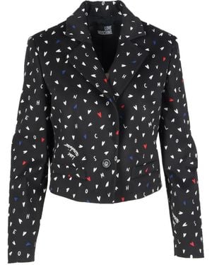 Love Moschino Veste Crop À Motif Cœur - Black