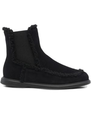 Fratelli Rossetti Shearling-Trim Suede Boots - Black