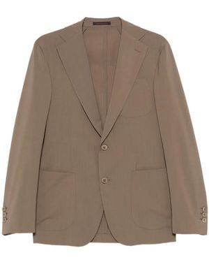 The Gigi Button Single-Breasted Blazer - Brown