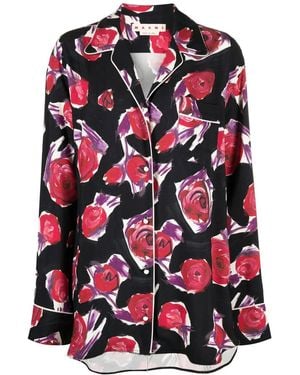 Marni Spinning Roses Print Shirt - Red