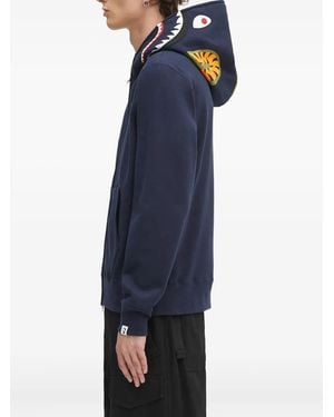 A Bathing Ape Shark-Print Zip-Up Hoodie - Blue