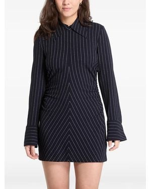 Desigual Pinstripe Gathered Dress - Blue