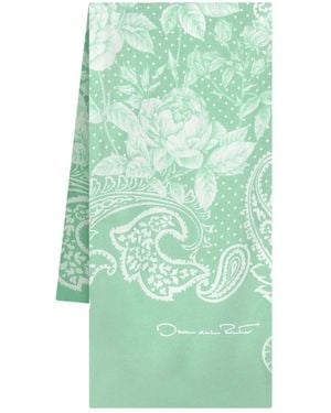 Oscar de la Renta ペイズリー シルクスカーフ - グリーン