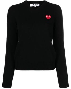 COMME DES GARÇONS PLAY Motif V-Neck Jumper - Black