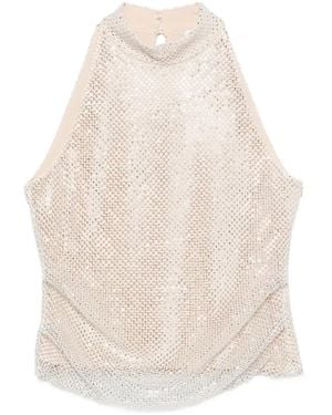Marella Top Con Apliques De Cristal - Blanco