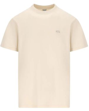 Loewe T-Shirt À Logo Brodé - Natural