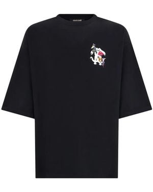Roberto Cavalli T-Shirt Mit Logo-Print - Blau