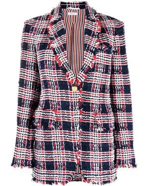 Thom Browne Frayed Single-Breasted Tweed Blazer - Red