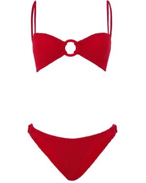 Hunza G Misty Hoop-Detail Bikini - Red