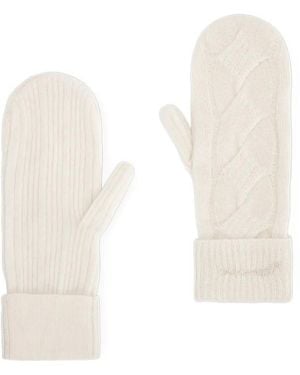 Ganni Cable-Knit Mittens - White