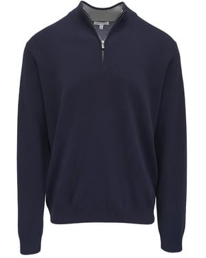 Peter Millar Zip Neck Sweater - Blue