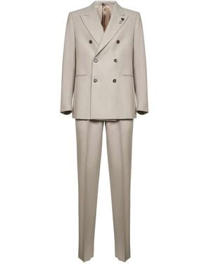 Lardini Peak-lapel Double-breasted Suit - Natural