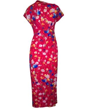 Lela Rose Abito Lungo A Fiori Jacquard - Rosso