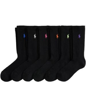 Polo Ralph Lauren Polo Pony-Embroidered Socks (Pack Of Six) - Black