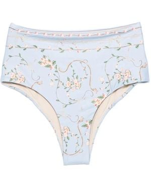 Agua Bendita Navegante Floral-Print Bikini Bottoms - White