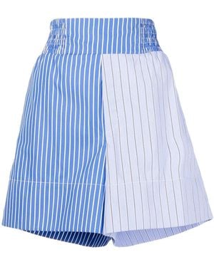 Colville Two-Tone Striped Cotton Shorts - Blue