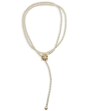 Hzmer Jewelry Collier Sukh En Y À Perles Artificielles - White