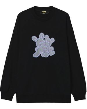 Mini Cream Appliqué Sweatshirt - Black
