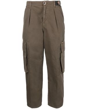 Liu Jo Floral-Embellished Cotton Cargo Trousers - Brown