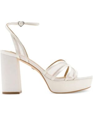 Badgley Mischka Yohana Mesh-Panel Platform Sandals - White