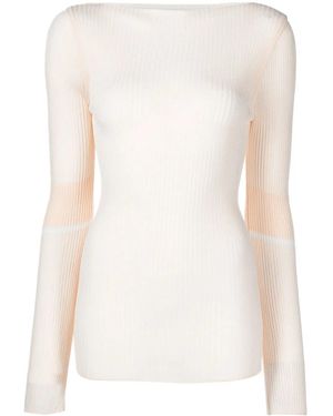 Low Classic Ribbed Knit Boat-Neck Knitted Top - Multicolour