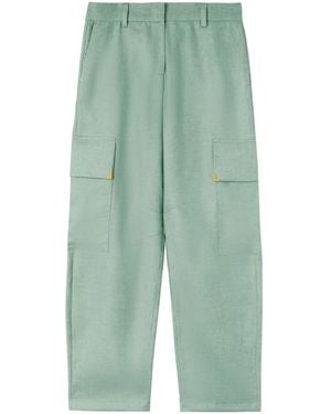 Palm Angels Carrot-Cut Linen Pants - Green