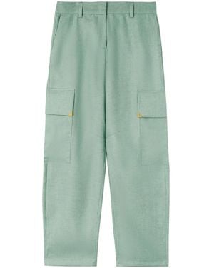 Palm Angels Carrot-Cut Linen Pants - Green