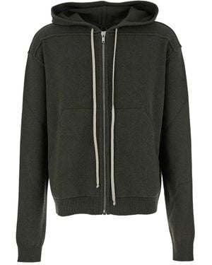 Rick Owens Zip-Up Knit Hoodie - Black