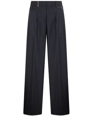 Peserico Check-Pattern Pleated Pants - Blue