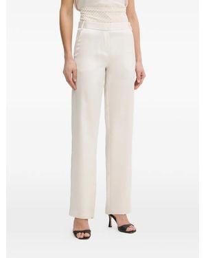 SIMONA CORSELLINI Satin Straight-Leg Pants - Natural