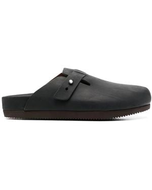 Buttero Slip-On Leather Clog Sandals - Black