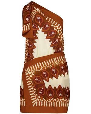 Johanna Ortiz Sun Traveller One-Shoulder Printed Mini Dress - Brown