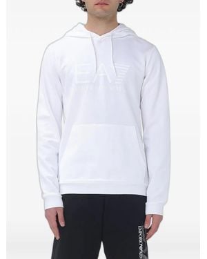 EA7 Logo-Print Hoodie - White