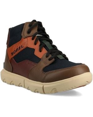 Sorel Leather Panelled Lace-Up High-Top Trainers - Brown