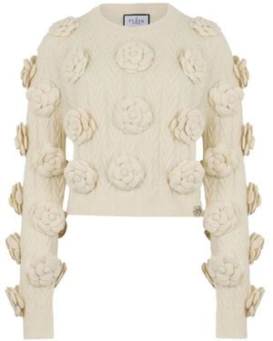 Philipp Plein Round-Neck Pullover Roses - White