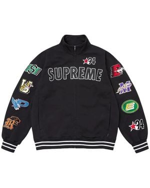 Supreme Logo-Patch Zip-Up Jacket - Black