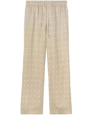 Palm Angels Monogram-Jacquard Wide-Leg Trousers - Natural