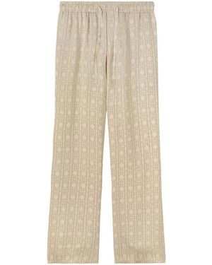 Palm Angels Monogram-Jacquard Wide-Leg Trousers - Natural