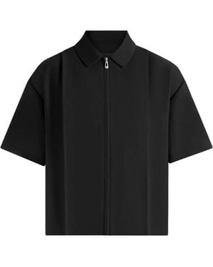 Manière De Voir Aven Boxy Shirt With Crease - Black