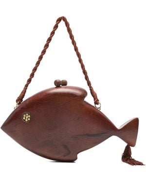 Simon Miller Fish-Motif Clutch Bag - Brown