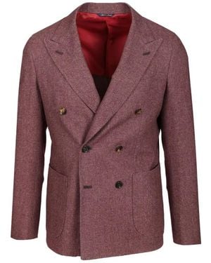 Al Duca d'Aosta Double-Breasted Peak-Lapel Blazer - Purple