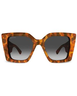 Gucci Tortoiseshell-Effect Square-Frame Sunglasses - Brown