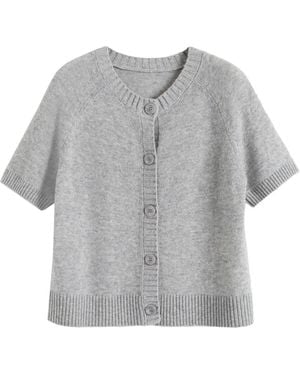 Chinti & Parker Button-Up Short-Sleeve Cardigan - Grey