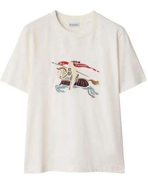 Burberry Ekd Embroidered Cotton T-Shirt - White